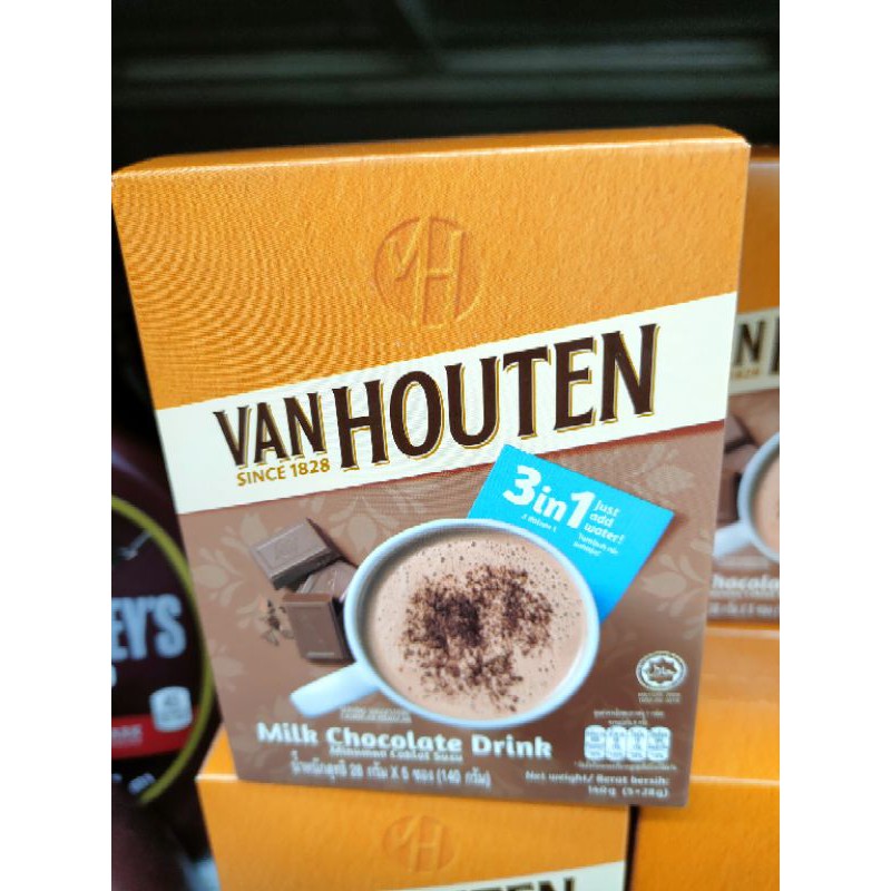 แวนฮูเต็น มิลค์ ช็อกโกแลต ดริ้งค์ Van Houten Milk Chocolate Drink นน.140มล.(28กรัมx5ซอง)