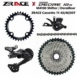 Shimano Deore ตีนผีหลัง 10s M4100 SL-M4100 ขวา RD-M4120-SGS ZRACE Cassette 11-42 46 50T แบบเปลี่ยน M6000