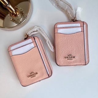 👑ผ่อน0%~แท้100%👑 กระเป๋าใส่บัตร สชมพู ZIP CARD CASE (COACH 6303) Coach C0058