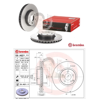 09 A621 11 จานเบรค ล้อ F (ยี่ห้อ BREMBO) รุ่น HC UV Benz W204 C200-250 ปี2011-2014 /Benz W212 E200 220, C207 E-Coupe ...