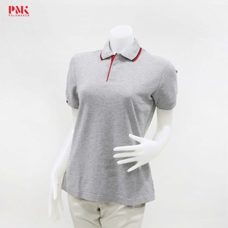 เสื้อโปโล สีเทาขลิบแดง PC045  - Polomaker