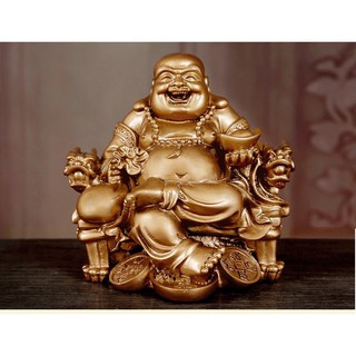 พระพุทธรูป สีน้ำตาล เนื้อเรซิ่น วัตถุมงคล Laughing buddha feng shui sculpture home decoration