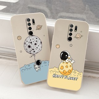 เคสโทรศัพท์นักบินอวกาศ Liquid Silicone Phone Case For Xiaomi Redmi 9 9A 9T Redmi 10 Shockproof Camera Lens Protection Soft Back Cover เคสมือถือ