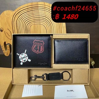 ของแท้ 💯%Coach Mens Short Wallet, กระเป๋าสตางค์หนัง PVC คลาสสิก, Flip Wallet F74993(มีที่ใส่เอกสารแยกต่างหาก)