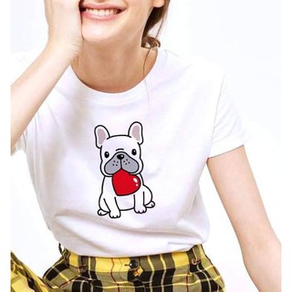 เสื้อยืดลายน้องหมาตัวเล็ก  น่ารัก คละไซส์ พร้อมส่ง