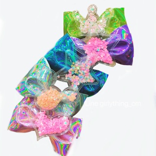 กิ๊บติดผม Hologram glitter hair bow