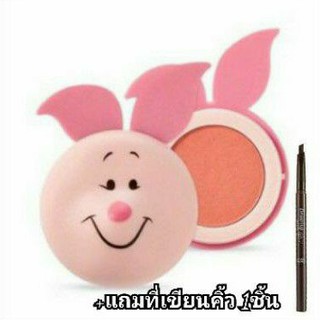 แถมที่เขียนคิ้ว* Etude house happy with piglet บลัชออนเนื้อดินน้ำมัน สีติดทน