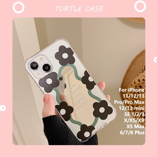 [พร้อมส่ง] เคสโทรศัพท์มือถือ แบบกระจก ลายดอกไม้ สําหรับ Apple iPhone 14 13 12 11 PROMAX XS XR XSMAX SE2020 6 7 8PLUS MINI