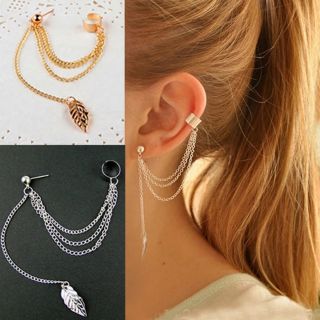 ต่างหูหนีบห้อยใบไม้ • Leaf Chain Ear cuff