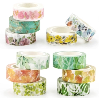 เทปสติ๊กเกอร์ลายดอกไม้ Washi Tape 15 มม. X 7 ม. สําหรับตกแต่งเครื่องเขียน