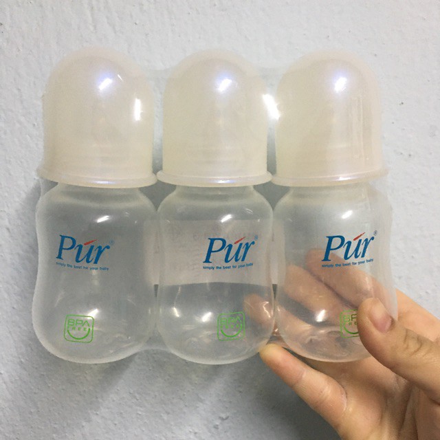 PTS ขวดนม  ขวดนมและจุกนม  คอแคบ 4 ออนซ์ แพค 3 ขวด