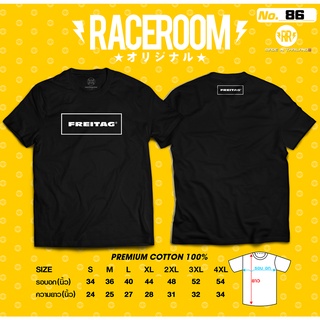 RACEROOM เสื้อยืดคอกลม สีดำ ไม่ย้วย Cotton100 Freitag-86