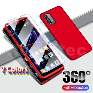 เคส Redmi 9T 3 in 1 พลาสติกแข็งเคลือบปกด้วยฟรีกระจก 360 กรณีร่างกายเต็ม