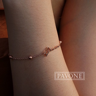 Pavone Jewelry สร้อยข้อมือเงินแท้ สร้อยตัวอักษรชื่อ ฝังเพชร CZ💎 1 เม็ด ชื่อ Give ชุบโรสโกลด์💕 (BL0002)