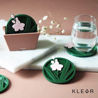 KlearObject Floral Coaster set จานรองแก้ว  ที่รองแก้วน้ำอะคริลิค (1 ชุด 4 ชิ้น)