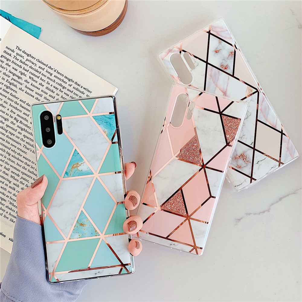 Plating Mable เคส Samsung Note8 Note9+ Note10 Plus Galaxy S7 Edge S8+ Splicing Soft TPU Case เคสกันกระแทก