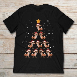 เสื้อยืดผ้าฝ้าย เสื้อยืดคริสต์มาสFamous Hipster Dog Christmas Tree Cotton Happy Father Day Gift T-Shirt