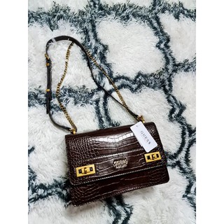 guess แท้ katey convertible xbody flap brown