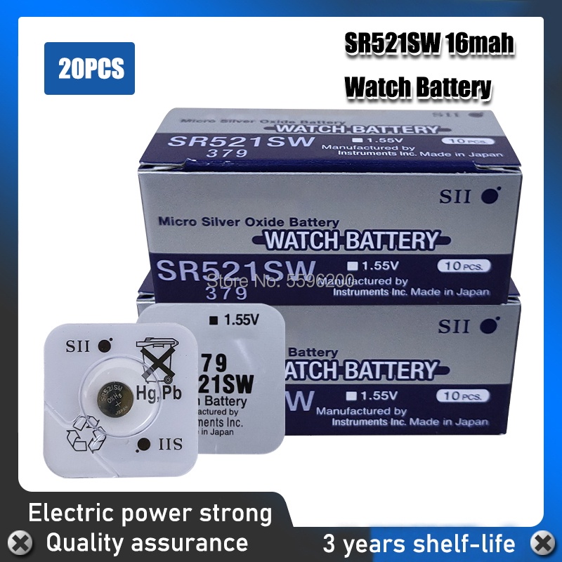 20PCS 100% Original FOR SEIZAIKEN 379 SR521SW AG0 D379 SR63 V379 1.55V Silver oxide Button Coin Cell