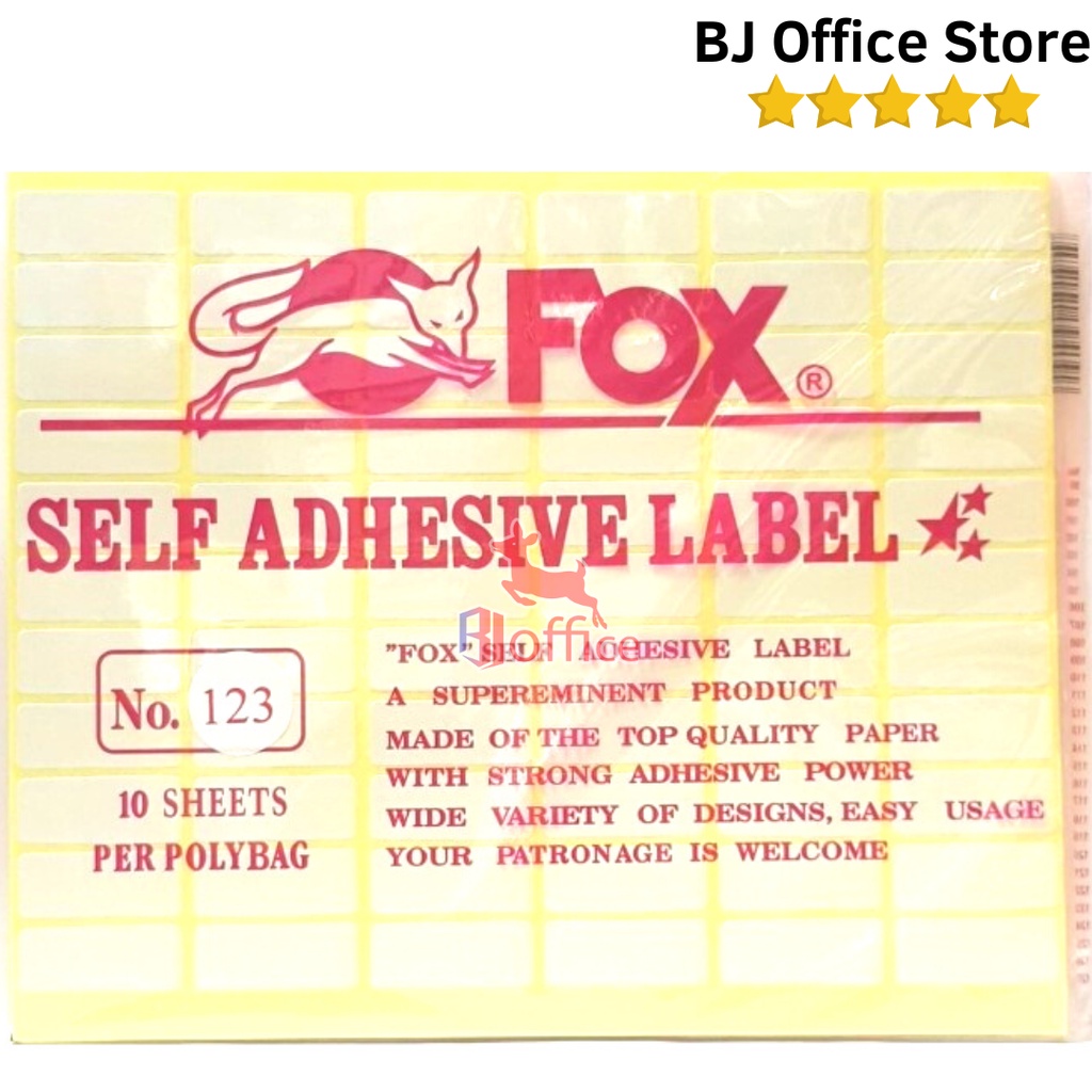 กระดาษสติ๊กเกอร์ Fox / Label No. 123 ขนาด 12 x 30 mm