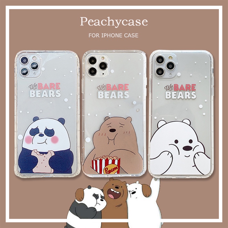 Classical Cartoon Snow We Bare Bears Transparent Phone Case for iPhone 13 11 12 Pro Max Xs Max Xr 7 8 Plus 6 6S 6Plus Soft TPU Back Cover Mobile Apple Mobile Casing