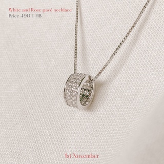 1st.November | White and Rose pave pendant necklace สร้อยคอเงินแท้ 925 สีเงิน และ โรสโกล