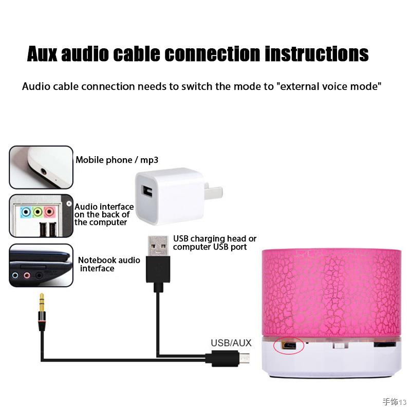 ✔☢Bluetooth Speaker Mini Wireless Loudspeaker Crack LED TF Card USB Subwoofer Portable MP3 Music Sound Column for PC Mob