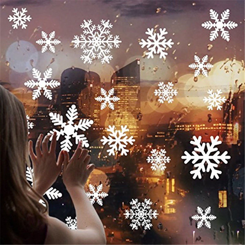 2pcs Removable Christmas Elk Snowflake Glass Window Sticks Wall Sticker Decor 