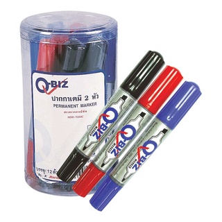 Q-BIZ คิวบิซ ปากกาเคมี 2 หัว คละสี x12 ด้าม ปากกา