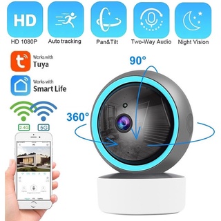 【รองรับ 5g/2.4ghz Wifi】Tuya/Smart Life กล้องวงจรปิดรักษาความปลอดภัย 1080P Wifi IP PTZ IR มองเห็นที่มืด สําหรับบ้าน