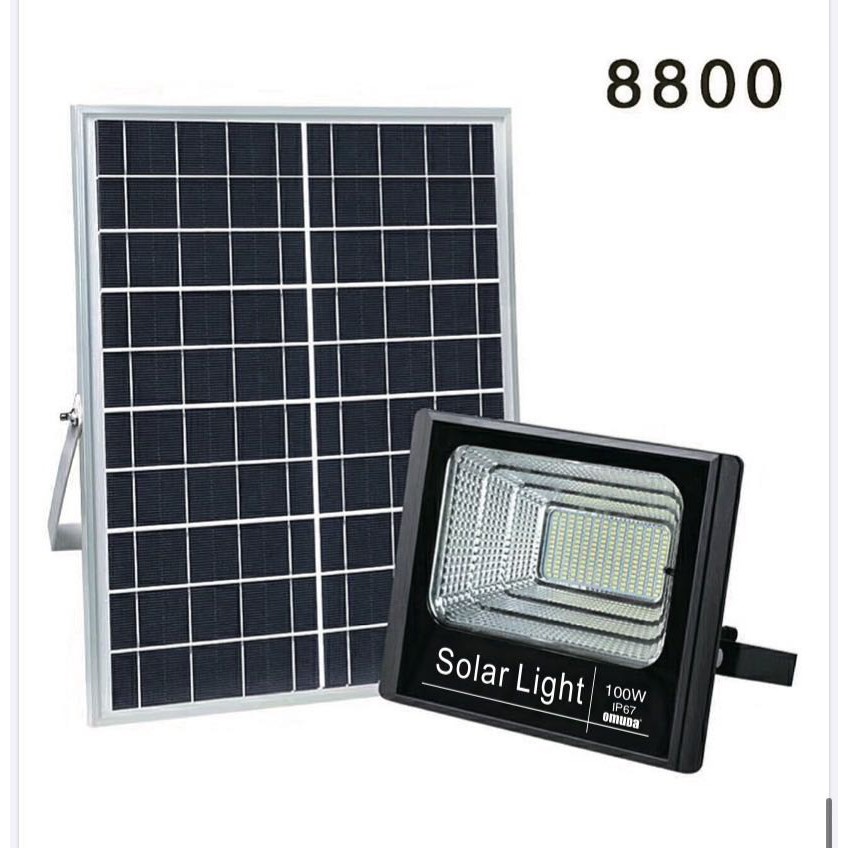 LED_OMUDAโคมไฟโซล่าเซลล์ สปอตไลท์ Solar LED โซล่าเซลล์ รุ่นพี่บิ๊ก jd-100W