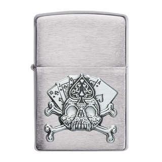 Zippo ไฟแช็กรุ่น 49293 Card Skull Emblem ของแท้ รับประกันตลอดชีวิต นำเข้าและจำหน่ายโดยตัวแทนจำหน่าย