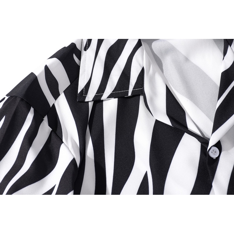 🔥11.11 Hot🔥เสื้อเชิ้ตแขนสั้น พิมพ์ลายม้าลาย สไตล์วินเทจ สําหรับผู้ชาย