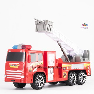 ProudNada Toys ของเล่นเด็ก รถกระเช้า ดับเพลิง ล้อมีเฟือง Fire truck 911TEL NO.0019