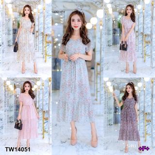 Selected4you Maxi เดรสยาว ลายดอกแขนดอกบัว ยางรัดผม พร้อมส่ง ชุด ไปเที่ยว ไปทะเล เดรส งานแต่ง ออกงาน ทำงาน ขาว ฟ้า ชมพู