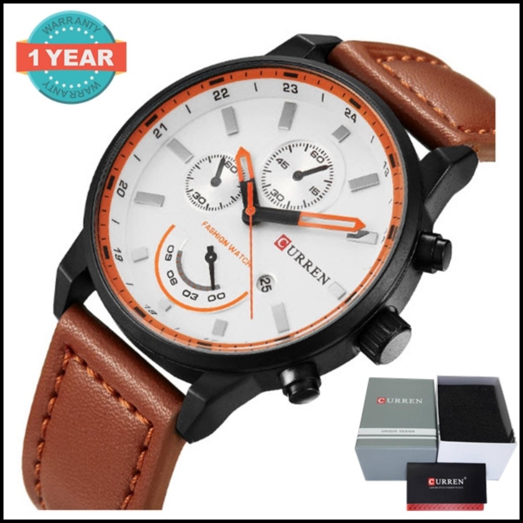 Curren 8217 นาฬิกาข้อมือหนังผู้ชาย กันน้ำ วัตถุดิบคุณภาพสูง