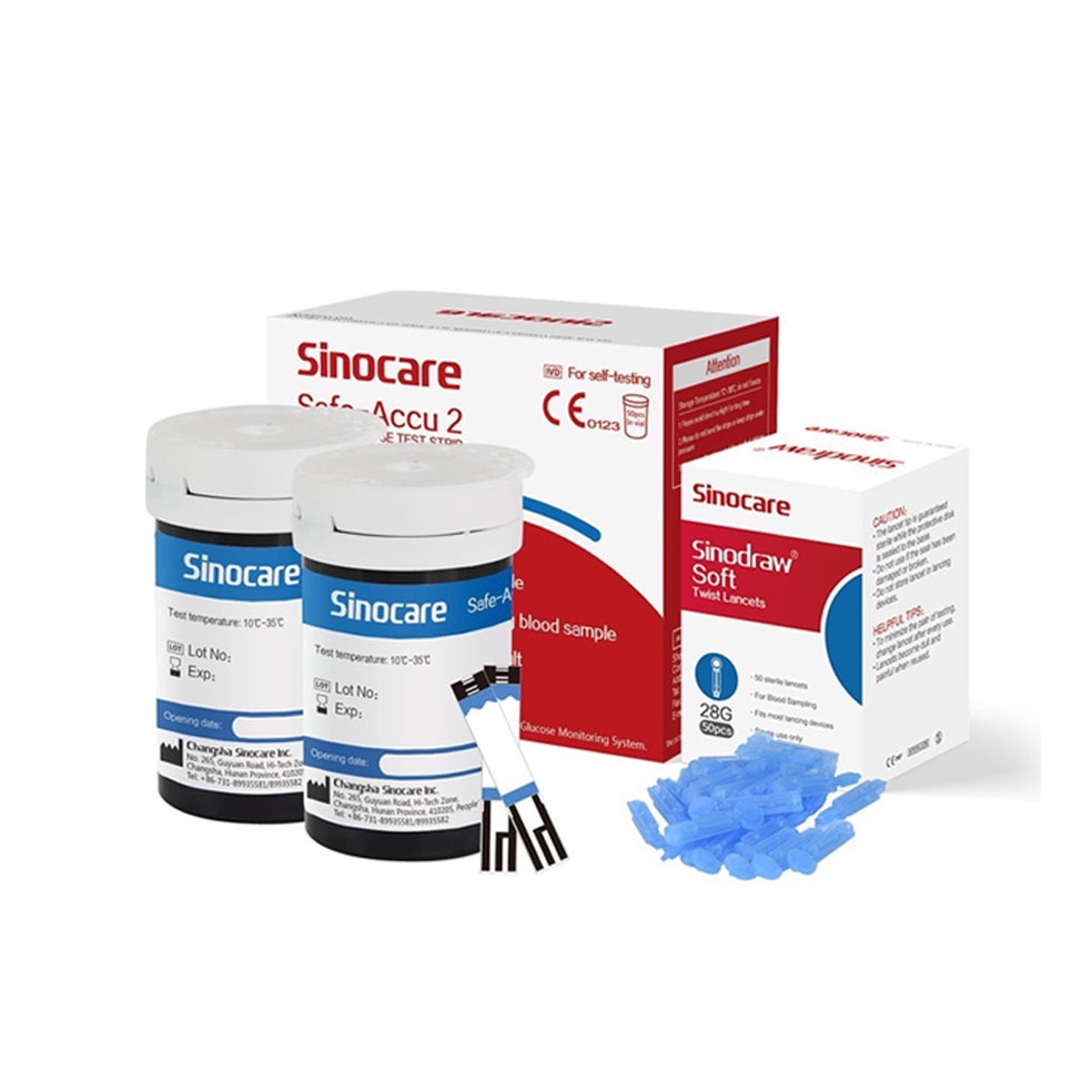 ชุดแผ่นตรวจน้ำตาลในเลือด ชุดแผ่นตรวจและเข็ม Sinocare