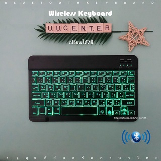 RGB Wireless Keyboard/Mouse Bluetooth ไร้สาย บางเรียบ เล็กกะทัดรัด เป็นคีย์บอร์ด สำหรับ IOS / Android / Windows มีคู่มือ