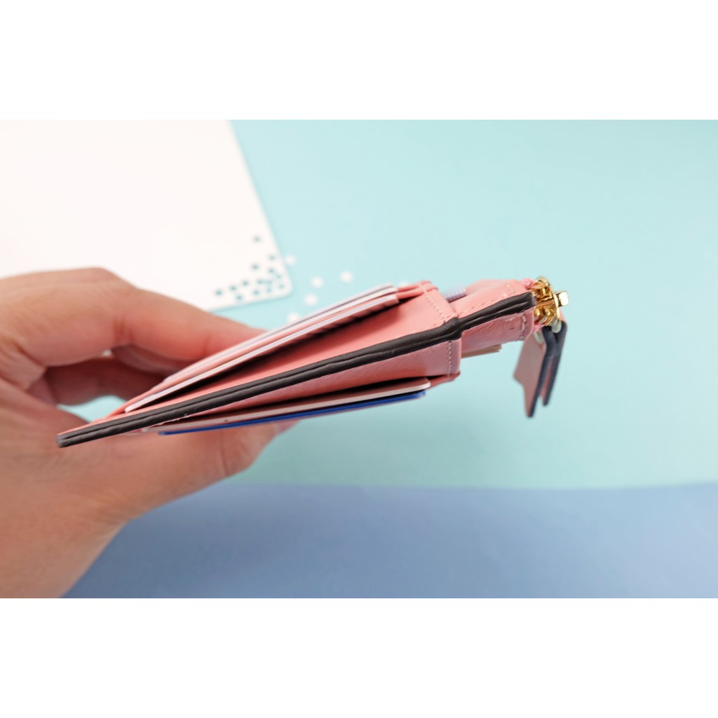 (มีโค้ดส่วนลด)พร้อมส่ง Vavia Zipped Card Purse กระเป๋าใส่บัตรแบบซิป  หนังวัวแท้ มี 8 ช่อง