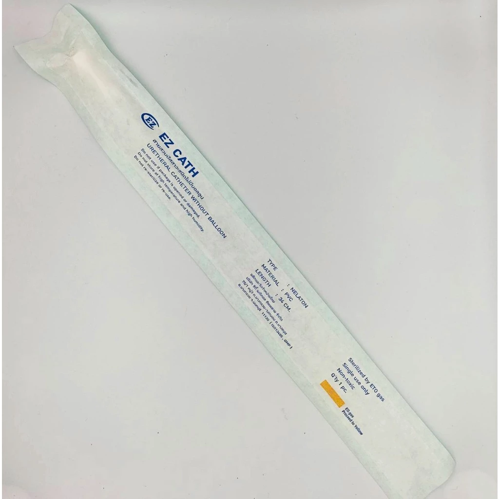 สายสวนปัสสาวะ Nelaton ชนิดใช้เเล้วทิ้ง ยี่ห้อ EZ Cath (​50​ เส้น/ห่อ)