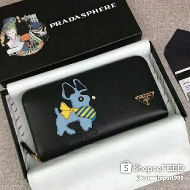 Prada Cartoon Dog Purse Wallet Leather | Shopee Thailand