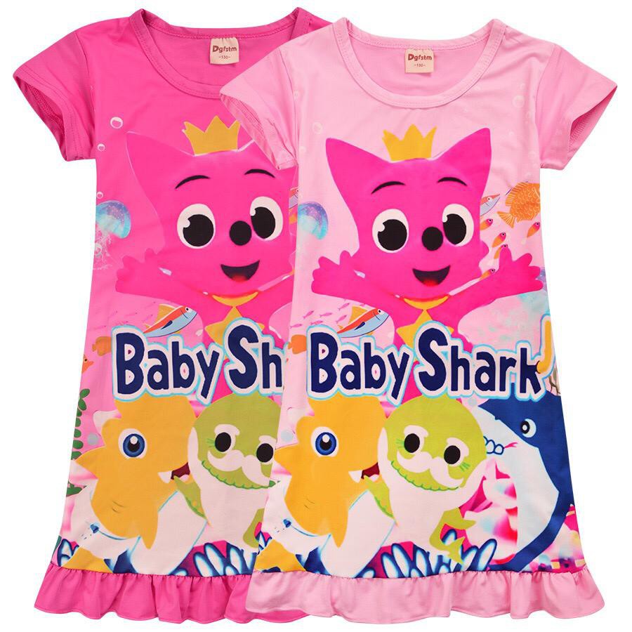 ชุดเดรสเสื้อแขนสั้น Baby & Kids Girl Fashion Baby Shark มี 2 สี