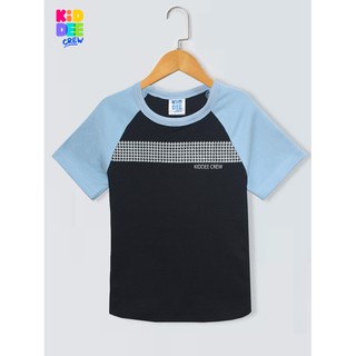 KiddeeCrew เสื้อแขนสั้นตัวตัวดำแขนฟ้า black short sleeve shirt with Blue  sleeves เหมาะสำหรับอายุ 1-14 ปี