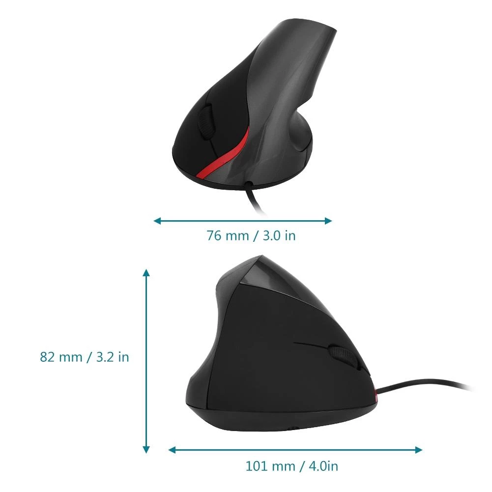 เมาส์แนวตั้ง Ergonomic เมาส์ออปติคอลเพื่อสุขภาพ 1200DPI thumbnail 8