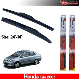 ที่ปัดน้ำฝน ใบปัดน้ำฝน ซิลิโคน ตรงรุ่น Honda City 2003 , City ZX ไซส์ 24-14 ยี่ห้อ Diamond กล่องแดง