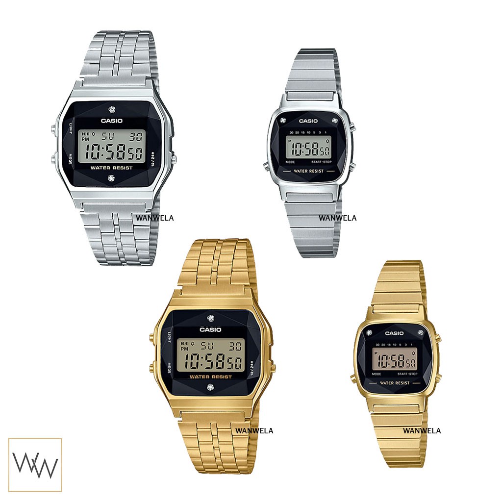 ของแท้ นาฬิกาข้อมือ Casio รุ่น A159 และ ​LA670 ประดับเพชร (A159WAD-1DF / LA670WAD-1DF / A159WGED-1DF / LA670WGAD-1DF)