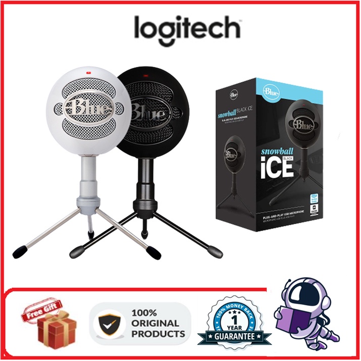Logitech Blue Snowball Ice Condenser Microphone Noise Cancelling USB Plug and Play Live Microphone（ไมโครโฟน）