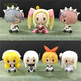 Ivory Emilia Rem Lam โมเดลฟิกเกอร์ Emilia Rem Lam ของเล่นสําหรับเด็ก 7ชิ้น/ชุด