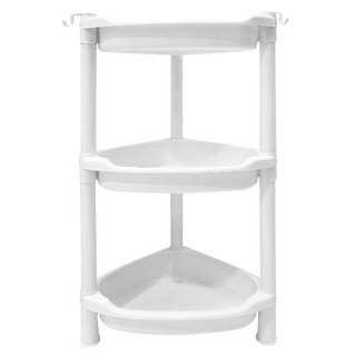 ว๊าว🍟 ชั้นเข้ามุมพลาสติก 3 ชั้น สีขาว Plastic Corner Shelf 3-Tier White Color