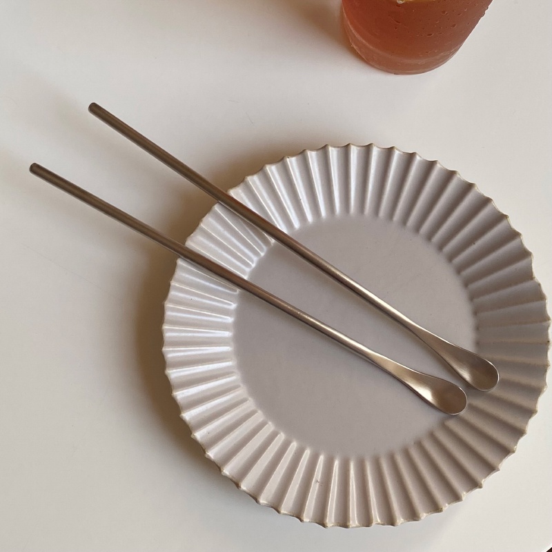 HERA ช้อนกาแฟด้ามยาว สไตล์เกาหลี  ช้อนชงกาแฟ  สแตนเลส  Matte Long Handle Coffee Spoon Stainless Steel Stirring Spoon Drink Stirring Stick Cutlery